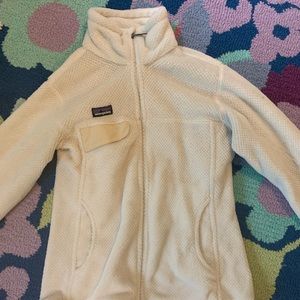 Patagonia fuzzy zip up sweater in size small